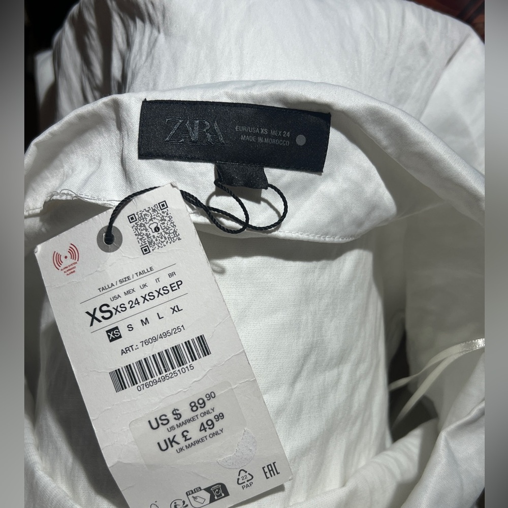 ZARA ZW Collection Asymmetric Crinkle Dress, White, XS - Picture 12 of 12